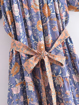 Boho Midi Dress, Sundress, Scilla Elise in Pink and Blue