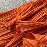 Maxi Dress, Boho Vintage Pleated Dress, Josephine Gown in Blue, Yellow, Orange and Pink