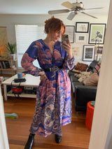 Gown Dress, Boho Maxi Dress, Loose Dress, Blue Eclipse Flower