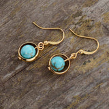 Boho Earrings, Dangle Earrings, Moon Blue Turquoise, Jasper, Lava - Wild Rose Boho