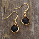 Boho Earrings, Dangle Earrings, Moon Blue Turquoise, Jasper, Lava - Wild Rose Boho