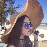 Boho Hat, Sun Hat, Beach Hat, Extra Large Wide Brim, Straw Hat, White, Brown and 4 colors (Soft, 25 cm) - Wild Rose Boho