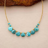 Boho Necklace, Choker Necklace, Turquoise, Natural Stone, Seeds - Wild Rose Boho