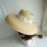 Boho Hat, Straw Hat, Floppy Vintage Hat, Linda White BLack Bow - Wild Rose Boho