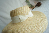 Boho Hat, Straw Hat, Floppy Vintage Hat, Linda White BLack Bow - Wild Rose Boho