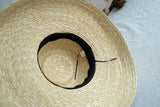 Boho Hat, Straw Hat, Floppy Vintage Hat, Linda White BLack Bow - Wild Rose Boho