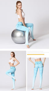 Boho Yoga Legging, Printed Tight, Blue Water - Wild Rose Boho