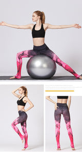 Boho Yoga Legging, Printed Tight, Black Pink Sand Beach - Wild Rose Boho