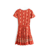 Mini Dress, Sundress, Indian Red - Wild Rose Boho