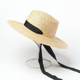 Boho Hat, Sun Hat, Beach Hat, Wide Brim Grass Straw Hat, Minnie Black Ribbon - Wild Rose Boho