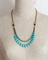 Boho Necklace, Blue Agate, Jasper and Seeds - Wild Rose Boho