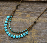 Boho Necklace, Blue Agate, Jasper and Seeds - Wild Rose Boho