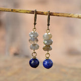 Boho Earrings, Dangle Earrings, Gold Flower Blue Amazonite - Wild Rose Boho