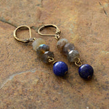 Boho Earrings, Dangle Earrings, Gold Flower Blue Amazonite - Wild Rose Boho
