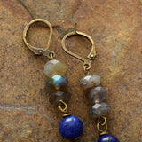 Boho Earrings, Dangle Earrings, Gold Flower Blue Amazonite - Wild Rose Boho