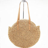 Boho Bag, Woven Straw Rope Tote Bag, Brown and Ivory Helen (2 sizes) - Wild Rose Boho