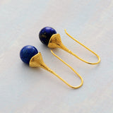 Boho Earrings, Dangle Earrings, Blue Lapis and Tiger Eye - Wild Rose Boho