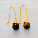 Boho Earrings, Dangle Earrings, Blue Lapis and Tiger Eye - Wild Rose Boho