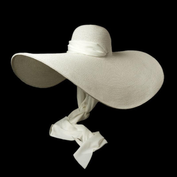 Boho Hat, Sun Hat, Beach Hat, Wide Brim Straw Hat, Classy White - Wild Rose Boho