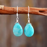 Boho Earrings, Dangle Earrings, Blue Faceted Amazonite - Wild Rose Boho