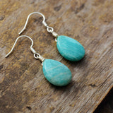 Boho Earrings, Dangle Earrings, Blue Faceted Amazonite - Wild Rose Boho
