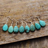Boho Earrings, Dangle Earrings, Blue Faceted Amazonite - Wild Rose Boho