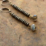 Boho Earrings, Dangle Earrings, Blue Black Labradorite - Wild Rose Boho