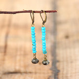 Boho Earrings, Dangle Earrings, Blue Black Labradorite - Wild Rose Boho