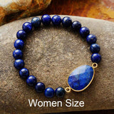 Boho Bracelet, Stretchy Bracelet, Blue Lapis Luzuli and Black Agate - Wild Rose Boho