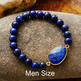 Boho Bracelet, Stretchy Bracelet, Blue Lapis Luzuli and Black Agate - Wild Rose Boho