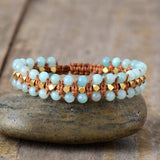 Boho Bracelet, Friendship Bracelet, Blue Amazoniteand Purple Jasper - Wild Rose Boho