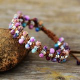 Boho Bracelet, Friendship Bracelet, Blue Amazoniteand Purple Jasper - Wild Rose Boho