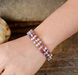 Boho Bracelet, Friendship Bracelet, Blue Amazoniteand Purple Jasper - Wild Rose Boho