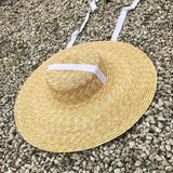 Boho Hat, Sun Hat, Beach Hat, Wide Brim Straw Hat 12, 15 and 18 cm, Black and White Ribbon - Wild Rose Boho