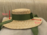 Boho Hat, Sun Hat, Beach Hat, Wide Brim Straw Hat,Green Ribbon - Wild Rose Boho