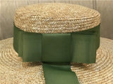 Boho Hat, Sun Hat, Beach Hat, Wide Brim Straw Hat,Green Ribbon - Wild Rose Boho