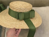 Boho Hat, Sun Hat, Beach Hat, Wide Brim Straw Hat,Green Ribbon - Wild Rose Boho