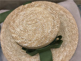 Boho Hat, Sun Hat, Beach Hat, Wide Brim Straw Hat,Green Ribbon - Wild Rose Boho