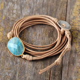 Boho Bracelet, Rope Wrap Bracelet, Blue Amazonite
