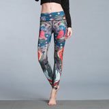 Boho Yoga Legging, Printed Tight, Red Wild Peacock - Wild Rose Boho