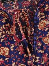 Midi Dress, Boho Dress, Sundress, Kaftan Dress, Indian Flower in Navy - Wild Rose Boho