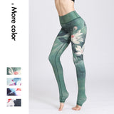 Boho Yoga Legging, Printed Tight, Green Lotus - Wild Rose Boho