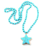 Boho Necklace, RH Turquoise White Blue Natural Stone - Wild Rose Boho