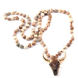 Boho Necklace, RH Amazonite Horn Natural Green Stone - Wild Rose Boho