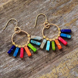 Boho Earrings, Dangle Earrings, Red Blue Green Chakra - Wild Rose Boho