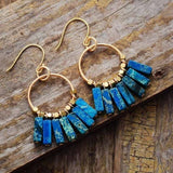 Boho Earrings, Dangle Earrings, Red Blue Green Chakra - Wild Rose Boho