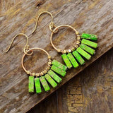 Boho Earrings, Dangle Earrings, Red Blue Green Chakra - Wild Rose Boho