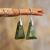 Boho Earrings, Dangle Earrings, Blue and Green Trapezoid - Wild Rose Boho