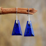 Boho Earrings, Dangle Earrings, Blue and Green Trapezoid - Wild Rose Boho
