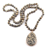 Boho Necklace, RH Rose Quart Amazonite, Oval Blue Pink Natural Stone - Wild Rose Boho